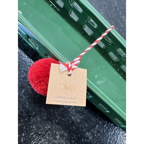 Mud Pie Ceramic Forest Green Woven Cracker Candy Dish Christmas 12”‎ - Picture 6 of 6